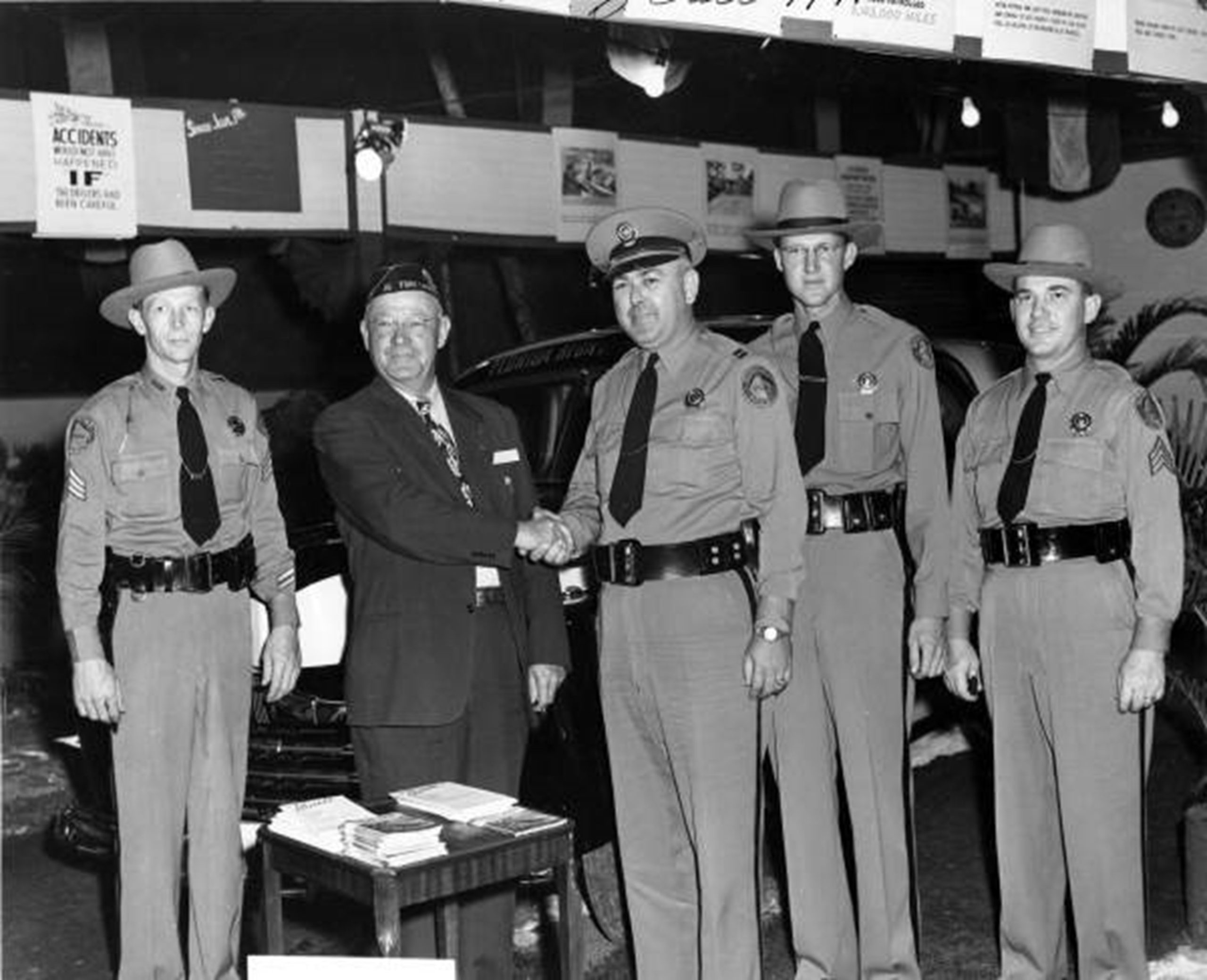 L-R: Sgt. C.W. Keith, Am. Legion Commander Dave Turner, Capt. Tobe Bass, Tpr. Tillingim, and Tpr. Faucett. 
