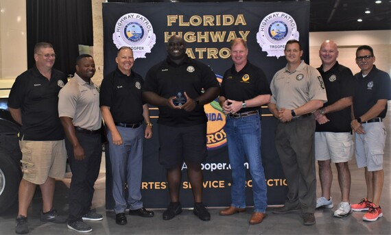 Left to Right: Captain Ezra Folsom, Major William Harris, Chief Jeff Dixon, Trooper Junior Estelus, Colonel Gary Howze II, Lieutenant Colonel Troy Thompson, Major Erick McGuire, Captain Amos Santiago