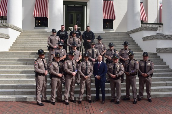 Troopers on the steps of the captial