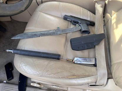 Armas encontradas durante una parada de tráfico 
