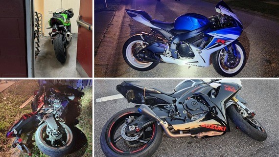 Various suspect Motorcycles