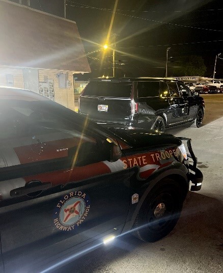 Trooper pulled over 2022 Cadillac Escalade