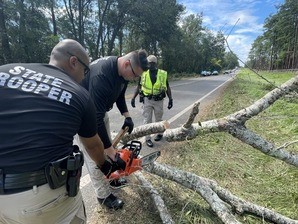 Troopers cutting trees